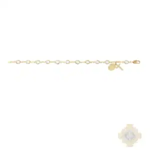 Gold Tone Crystal Stone Bracelet 14K Gold Over Sterling Guadalupe Medal Deluxe Box
