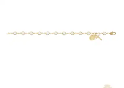 Gold Tone Crystal Stone Bracelet 14K Gold Over Sterling Guadalupe Medal Deluxe Box
