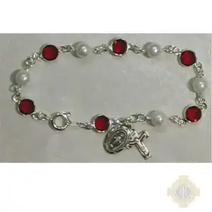 7.5-Inch Red Crystal Rosary Bracelet