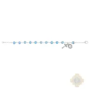 Sterling Silver Light Blue Rosary Bracelet