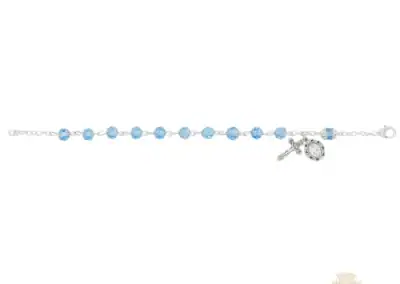 Sterling Silver Light Blue Rosary Bracelet