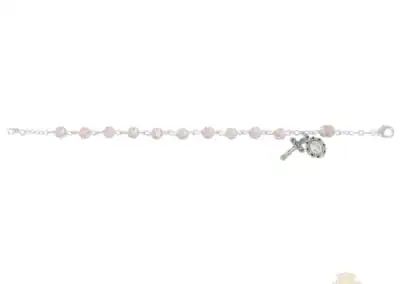 Sterling Silver Pink Rosary Bracelet