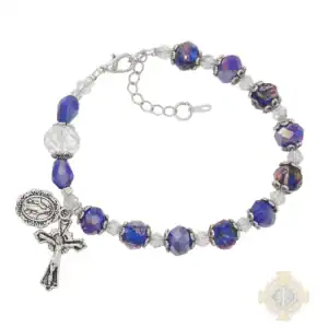 Blue Flower And Crystal Beads With Adjustable Links Bracelet