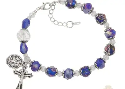 Blue Flower And Crystal Beads With Adjustable Links Bracelet