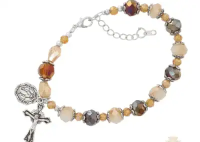 Amber And Cream Beads With Adjustable Links Bracelet