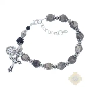 Picasso Stone & Black Crystal Beads With Adjustable Links Bracelet