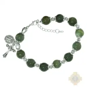 Moss Agate Stone Beads With Adjustable Links Bracelet