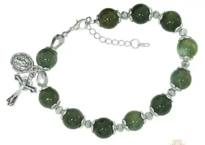 Moss Agate Stone Beads With Adjustable Links Bracelet