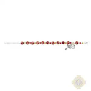H.S. On Red Marbeline & Red Crystal Beads With Adjustable Links Bracelet