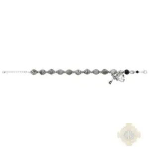 H.S.On Picasso Stone & Black Crystal Beads With Adjustable Links Bracelet