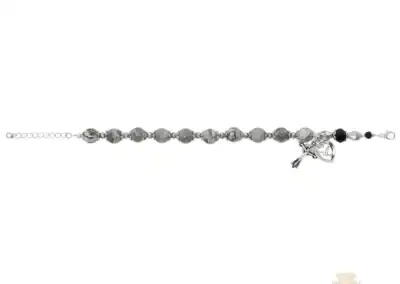 H.S.On Picasso Stone & Black Crystal Beads With Adjustable Links Bracelet