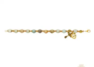 G/P Holy Spirit With Amanzonite Beads And Adjustable Links Bracelet
