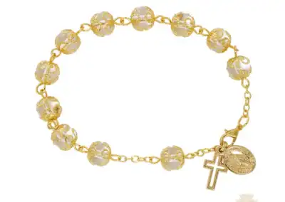 Double Capped Gld Crystal Bracelet Deluxe Box
