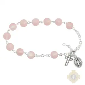 Frosted Pink Ab Rosary Bracelet Deluxe Box