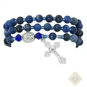 Simulated Blue Lapis Twistable Rosary Bracelet Carded