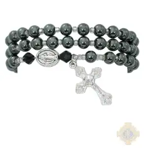 Hematite Twistable Rosary Bracelet Carded