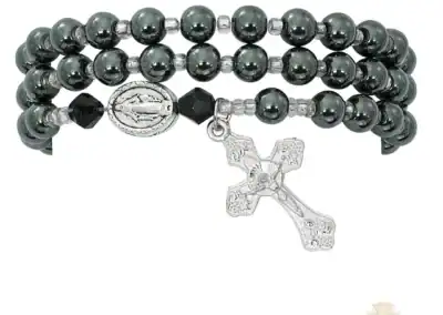 Hematite Twistable Rosary Bracelet Carded