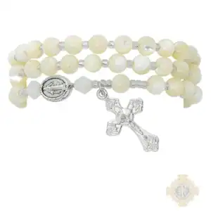 Mother Of Pearl Twistable Rosary Bracelet Carded