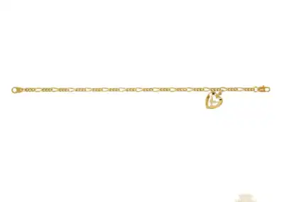 7.5" Gold Tone Figaro Holy Spiri Bracelet Deluxe