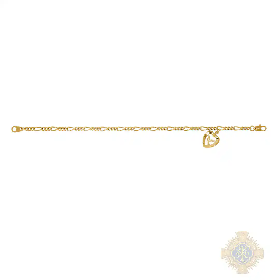 7.5″ Gold Tone Figaro Holy Spiri Bracelet Deluxe 7.5" Gold Tone Figaro Holy Spiri Bracelet Deluxe