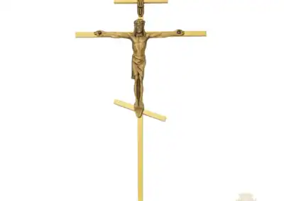 10-Inch Brass Greek Orthodox Cross With Antique Gold Pewter Corpus And Inri