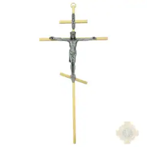 10-Inch Brass Greek Orthodox Cross With Pewter Corpus And Inri