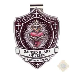 3D Sacred Heart of Jesus Pewter Visor Clip
