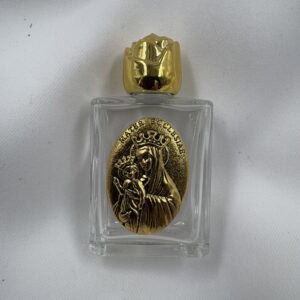 Mater Ecclesiae Glass Holy Water Bottle with Gold Rose Cap