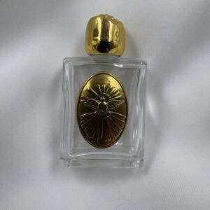 Holy Spirit Dove Glass Holy Water Bottle with Gold Rose Cap