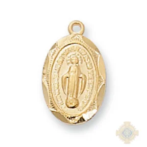 Gold over Sterling Silver Miraculous Medal Pendant