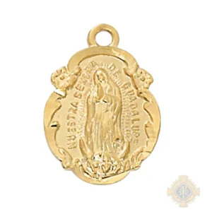 Gold over Sterling Silver Our Lady of Guadalupe Pendant