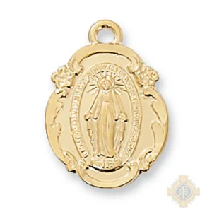 Gold over Sterling Silver Miraculous Medal Pendant
