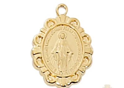Gold over Sterling Silver Miraculous Medal Pendant