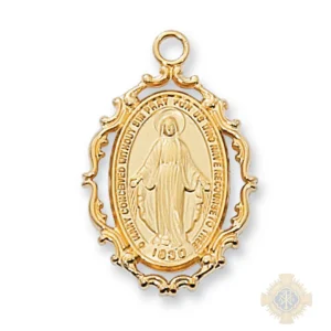 Gold over Sterling Silver Miraculous Medal Pendant