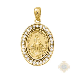 Gold over Sterling Silver Miraculous Medal Pendant
