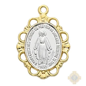 Gold over Sterling Silver Miraculous Medal Pendant