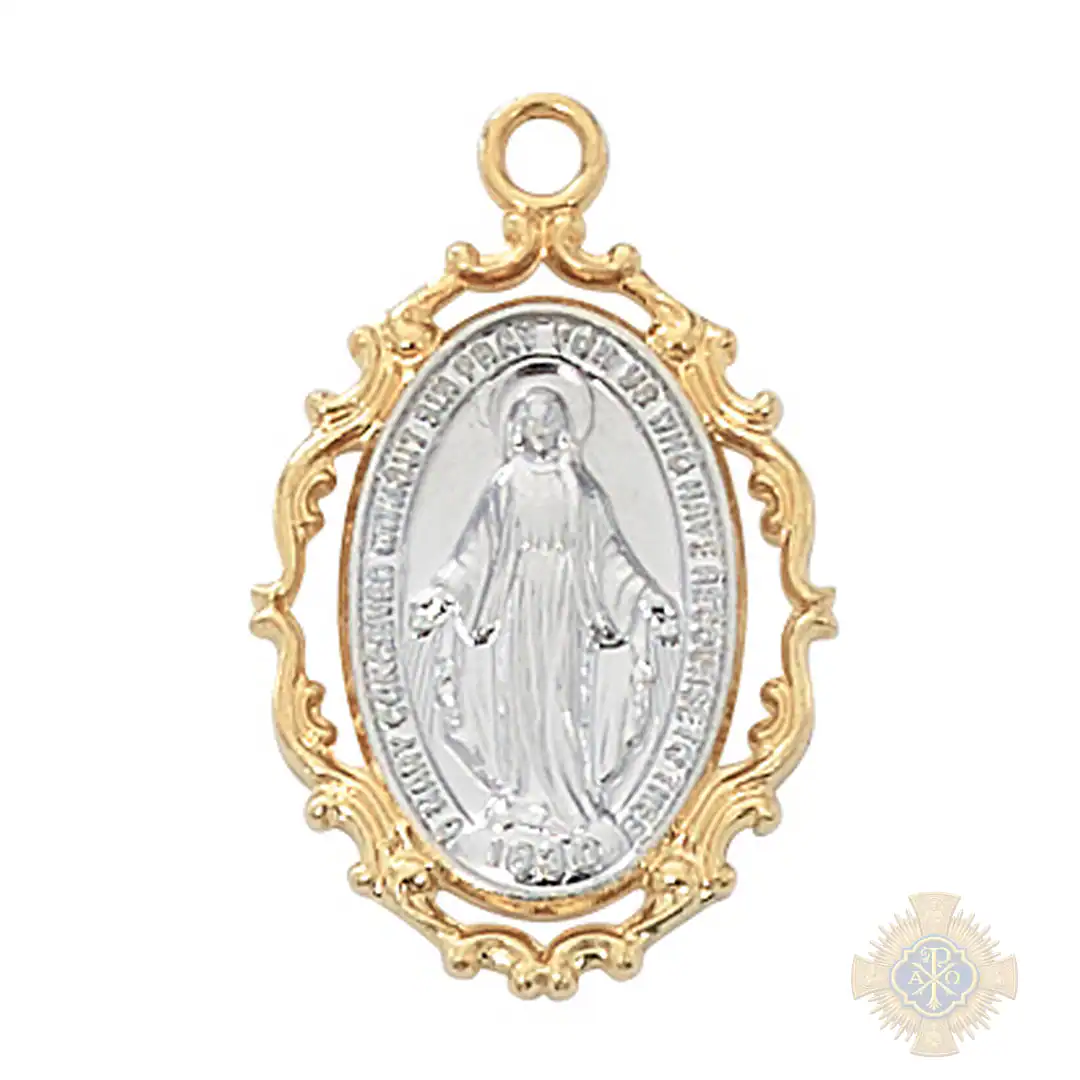 Gold over Sterling Silver Miraculous Medal Pendant Gold over Sterling Silver Miraculous Medal Pendant