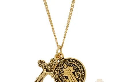 Gold over Sterling Silver St. Benedict Crucifix Pendant