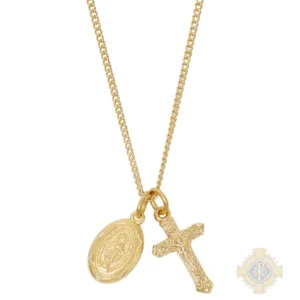 Gold over Sterling Silver Miraculous Medal Crucifix Pendant