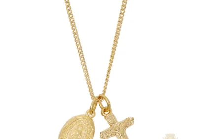 Gold over Sterling Silver Miraculous Medal Crucifix Pendant