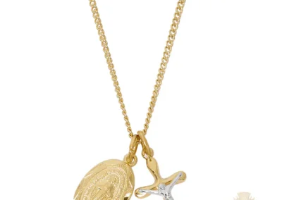 Gold over Sterling Silver Miraculous Medal Crucifix Pendant