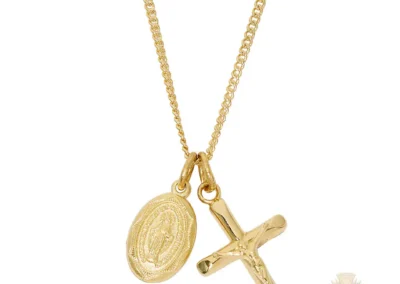 Gold over Sterling Silver Miraculous Medal Crucifix Pendant