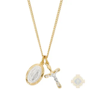 Gold over Sterling Silver Miraculous Medal Crucifix Pendant