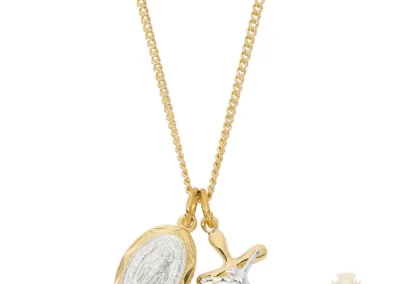 Gold over Sterling Silver Miraculous Medal Crucifix Pendant