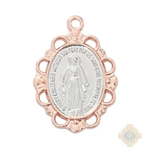 Rose Gold over Sterling Silver Miraculous Medal Pendant