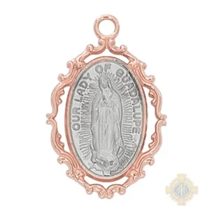 Rose Gold over Sterling Silver Our Lady of Guadalupe Pendant