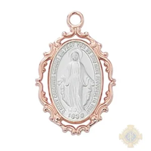 Rose Gold over Sterling Silver Miraculous Medal Pendant