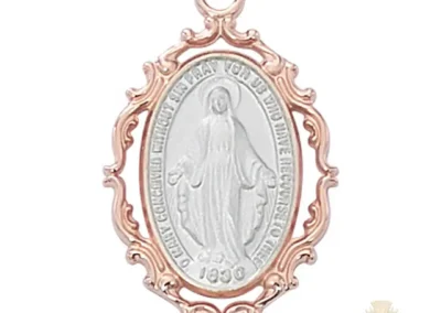 Rose Gold over Sterling Silver Miraculous Medal Pendant