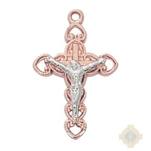 Rose Gold over Sterling Silver Crucifix Pendant