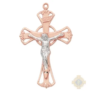 Rose Gold over Sterling Silver Crucifix Pendant